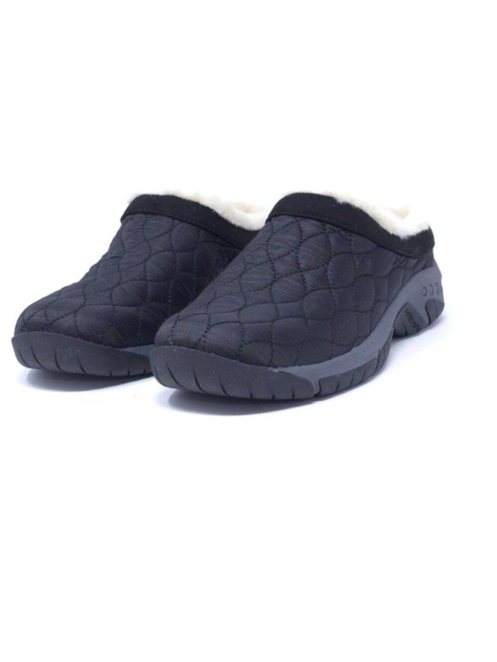 Easy Spirit Wimmy Black Shearling Quilted Clogs 7.5M Cozy Winter Mules